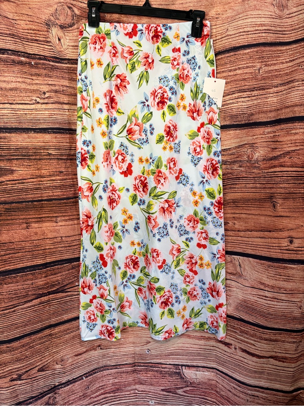 LC Lauren Conrad Mint Maxi Skirt with Pink & Red Floral Print